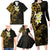 New Zealand Tuatara Plumeria Family Matching Long Sleeve Bodycon Dress and Hawaiian Shirt Maori Gold Koru Tribal Tattoo