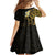 New Zealand Tuatara Plumeria Family Matching Off Shoulder Short Dress and Hawaiian Shirt Maori Gold Koru Tribal Tattoo