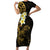 New Zealand Tuatara Plumeria Family Matching Short Sleeve Bodycon Dress and Hawaiian Shirt Maori Gold Koru Tribal Tattoo