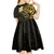 New Zealand Tuatara Plumeria Kid Short Sleeve Dress Maori Gold Koru Tribal Tattoo