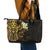 New Zealand Tuatara Plumeria Leather Tote Bag Maori Gold Koru Tribal Tattoo