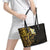 New Zealand Tuatara Plumeria Leather Tote Bag Maori Gold Koru Tribal Tattoo