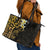 New Zealand Tuatara Plumeria Leather Tote Bag Maori Gold Koru Tribal Tattoo