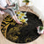 New Zealand Tuatara Plumeria Round Carpet Maori Gold Koru Tribal Tattoo