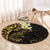 New Zealand Tuatara Plumeria Round Carpet Maori Gold Koru Tribal Tattoo