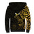 New Zealand Tuatara Plumeria Sherpa Hoodie Maori Gold Koru Tribal Tattoo