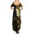 New Zealand Tuatara Plumeria Summer Maxi Dress Maori Gold Koru Tribal Tattoo