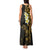 New Zealand Tuatara Plumeria Tank Maxi Dress Maori Gold Koru Tribal Tattoo