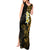 New Zealand Tuatara Plumeria Tank Maxi Dress Maori Gold Koru Tribal Tattoo