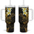 New Zealand Tuatara Plumeria Tumbler With Handle Maori Gold Koru Tribal Tattoo