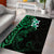 New Zealand Tuatara Plumeria Area Rug Maori Green Koru Tribal Tattoo