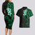 New Zealand Tuatara Plumeria Couples Matching Long Sleeve Bodycon Dress and Hawaiian Shirt Maori Green Koru Tribal Tattoo