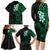 New Zealand Tuatara Plumeria Family Matching Long Sleeve Bodycon Dress and Hawaiian Shirt Maori Green Koru Tribal Tattoo