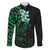 New Zealand Tuatara Plumeria Family Matching Long Sleeve Bodycon Dress and Hawaiian Shirt Maori Green Koru Tribal Tattoo