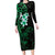 New Zealand Tuatara Plumeria Family Matching Long Sleeve Bodycon Dress and Hawaiian Shirt Maori Green Koru Tribal Tattoo