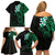 New Zealand Tuatara Plumeria Family Matching Off Shoulder Short Dress and Hawaiian Shirt Maori Green Koru Tribal Tattoo