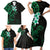 New Zealand Tuatara Plumeria Family Matching Short Sleeve Bodycon Dress and Hawaiian Shirt Maori Green Koru Tribal Tattoo