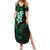 New Zealand Tuatara Plumeria Family Matching Summer Maxi Dress and Hawaiian Shirt Maori Green Koru Tribal Tattoo