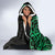 New Zealand Tuatara Plumeria Hooded Blanket Maori Green Koru Tribal Tattoo