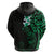 New Zealand Tuatara Plumeria Hoodie Maori Green Koru Tribal Tattoo