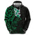 New Zealand Tuatara Plumeria Hoodie Maori Green Koru Tribal Tattoo