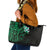 New Zealand Tuatara Plumeria Leather Tote Bag Maori Green Koru Tribal Tattoo