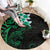 New Zealand Tuatara Plumeria Round Carpet Maori Green Koru Tribal Tattoo