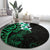 New Zealand Tuatara Plumeria Round Carpet Maori Green Koru Tribal Tattoo