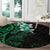 New Zealand Tuatara Plumeria Round Carpet Maori Green Koru Tribal Tattoo