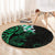 New Zealand Tuatara Plumeria Round Carpet Maori Green Koru Tribal Tattoo