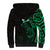 New Zealand Tuatara Plumeria Sherpa Hoodie Maori Green Koru Tribal Tattoo