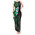 New Zealand Tuatara Plumeria Tank Maxi Dress Maori Green Koru Tribal Tattoo