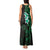 New Zealand Tuatara Plumeria Tank Maxi Dress Maori Green Koru Tribal Tattoo