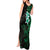 New Zealand Tuatara Plumeria Tank Maxi Dress Maori Green Koru Tribal Tattoo