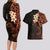 New Zealand Tuatara Plumeria Couples Matching Long Sleeve Bodycon Dress and Hawaiian Shirt Maori Orange Koru Tribal Tattoo