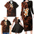 New Zealand Tuatara Plumeria Family Matching Long Sleeve Bodycon Dress and Hawaiian Shirt Maori Orange Koru Tribal Tattoo