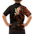 New Zealand Tuatara Plumeria Family Matching Off The Shoulder Long Sleeve Dress and Hawaiian Shirt Maori Orange Koru Tribal Tattoo