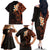 New Zealand Tuatara Plumeria Family Matching Off The Shoulder Long Sleeve Dress and Hawaiian Shirt Maori Orange Koru Tribal Tattoo