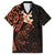 New Zealand Tuatara Plumeria Family Matching Short Sleeve Bodycon Dress and Hawaiian Shirt Maori Orange Koru Tribal Tattoo