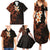 New Zealand Tuatara Plumeria Family Matching Summer Maxi Dress and Hawaiian Shirt Maori Orange Koru Tribal Tattoo