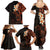 New Zealand Tuatara Plumeria Family Matching Summer Maxi Dress and Hawaiian Shirt Maori Orange Koru Tribal Tattoo