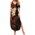 New Zealand Tuatara Plumeria Family Matching Summer Maxi Dress and Hawaiian Shirt Maori Orange Koru Tribal Tattoo