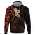 New Zealand Tuatara Plumeria Hoodie Maori Orange Koru Tribal Tattoo