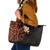 New Zealand Tuatara Plumeria Leather Tote Bag Maori Orange Koru Tribal Tattoo