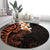 New Zealand Tuatara Plumeria Round Carpet Maori Orange Koru Tribal Tattoo