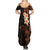 New Zealand Tuatara Plumeria Summer Maxi Dress Maori Orange Koru Tribal Tattoo