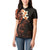 New Zealand Tuatara Plumeria Women Polo Shirt Maori Orange Koru Tribal Tattoo