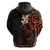 New Zealand Tuatara Plumeria Zip Hoodie Maori Orange Koru Tribal Tattoo