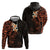 New Zealand Tuatara Plumeria Zip Hoodie Maori Orange Koru Tribal Tattoo