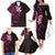 New Zealand Tuatara Plumeria Family Matching Off The Shoulder Long Sleeve Dress and Hawaiian Shirt Maori Pink Koru Tribal Tattoo